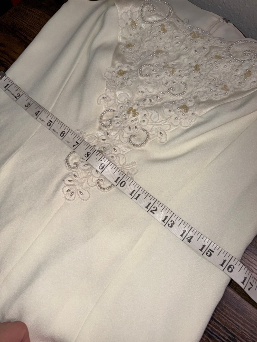 Vintage Union Made Off The Shoulder Wedding Gown with Pearl Beadwork cottagecore - Picture 10 of 11
